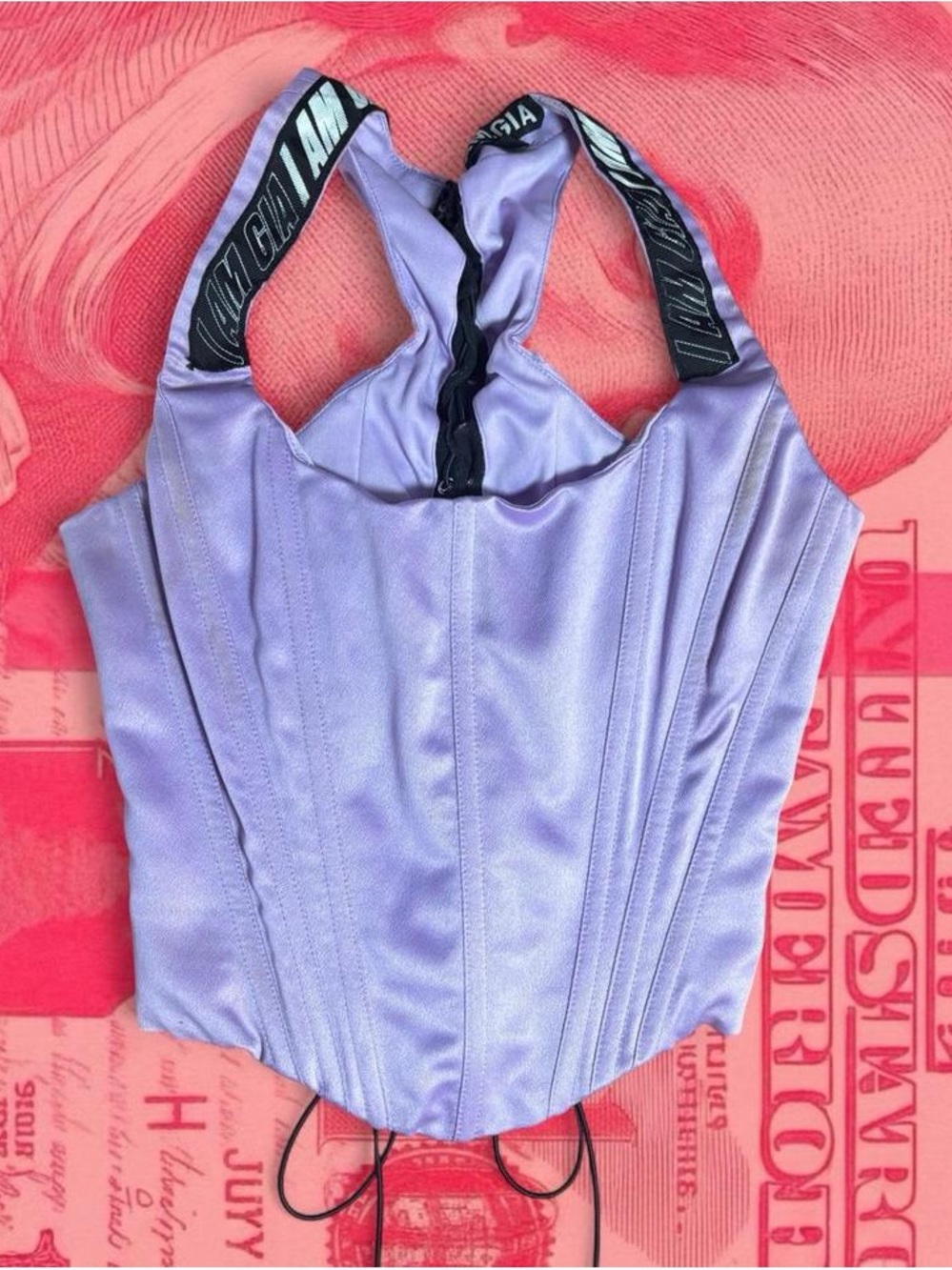 I.AM.GIA purple silk lace up corset top in xs
